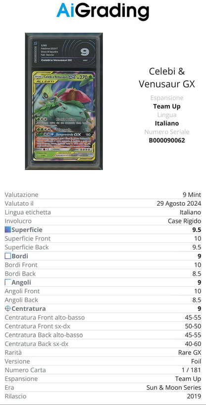 Celebi e Venusaur 1/181 Gradata AiGrading Voto 9 - B000090062