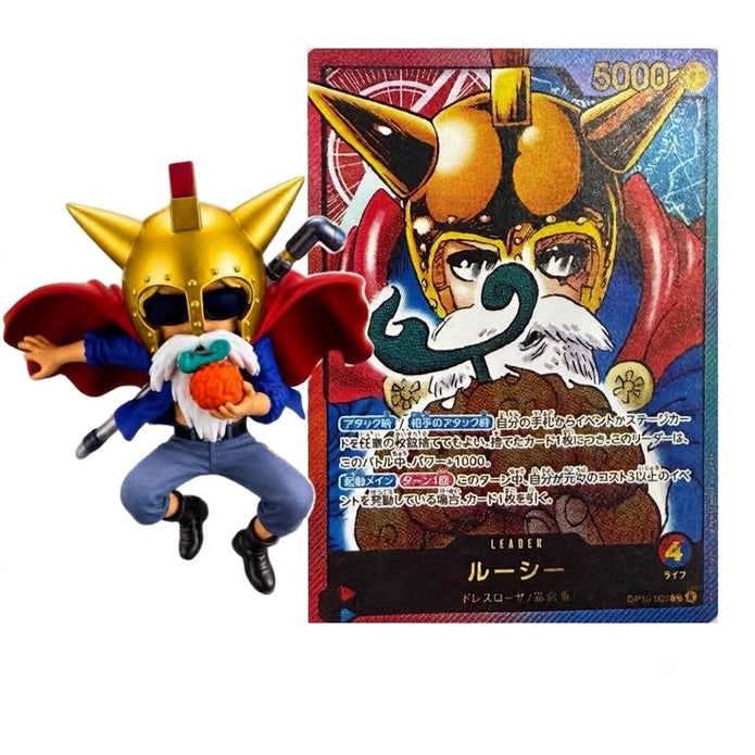 One Piece Card Game LECAFIG Lucy OP15-002 – Figure + Carta Leader Promo JAP