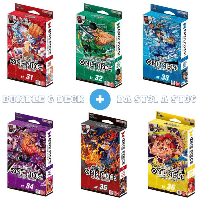 One Piece Card Game Starter Deck ST31 + ST32 + ST33 + ST34 + ST35 + ST36 Bundle ENG