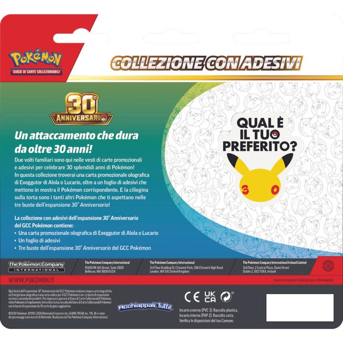 Pokémon 30° Anniversario – Coppia Collezioni con Adesivi (IT)