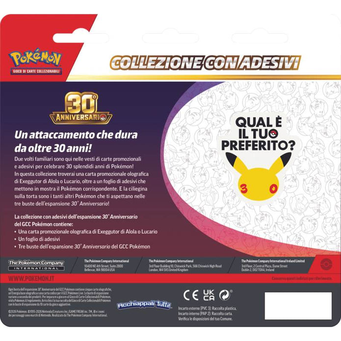 Pokémon 30° Anniversario – Coppia Collezioni con Adesivi (IT)