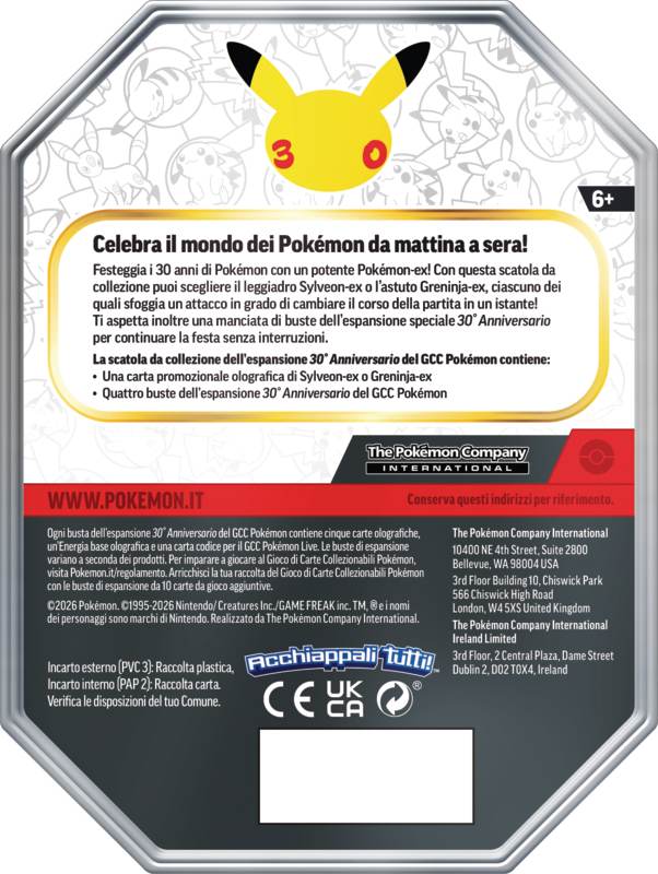 Pokémon 30° Anniversario – Bundle Tin da Collezione Greninja-ex & Sylveon-ex (IT)