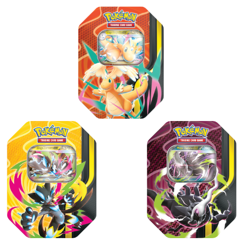 Pokémon Tin da Collezione Megaforze – Case 6x - Mega Dragonite-ex, Mega Darkrai-ex e Mega Zeraora-ex ITA (Copia)
