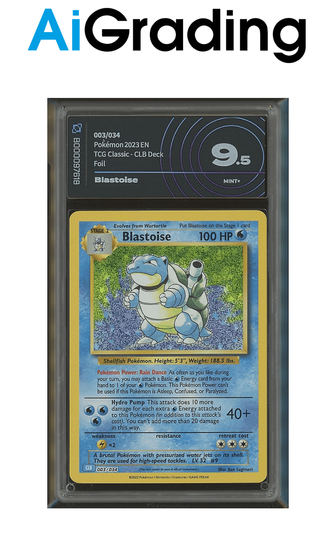 Blastoise TCG Classic Gradata AiGrading Voto 9,5 - B000097618 -