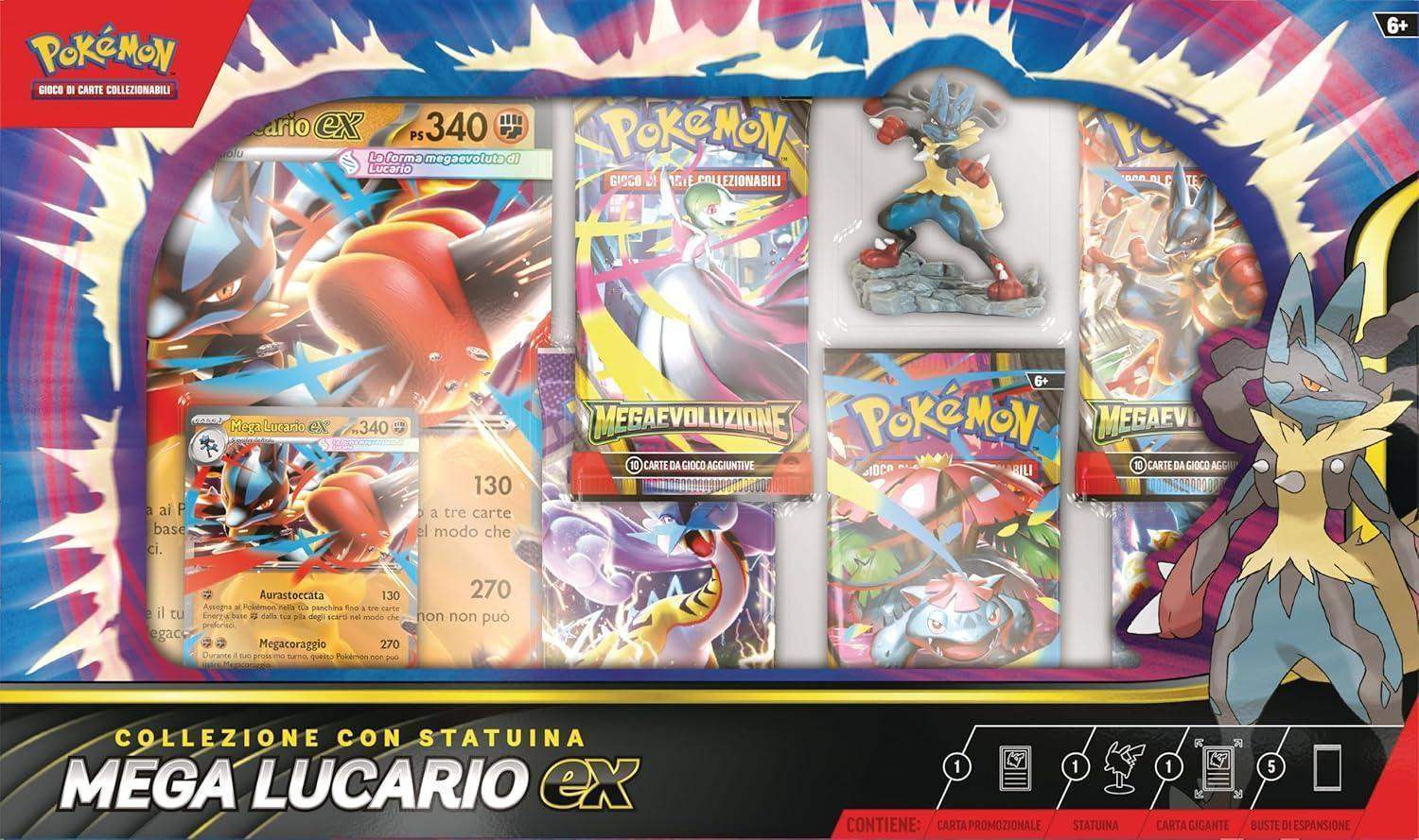Pokemon Collezione con statuina Mega Lucario Ex ITA - Case 6 Pezzi