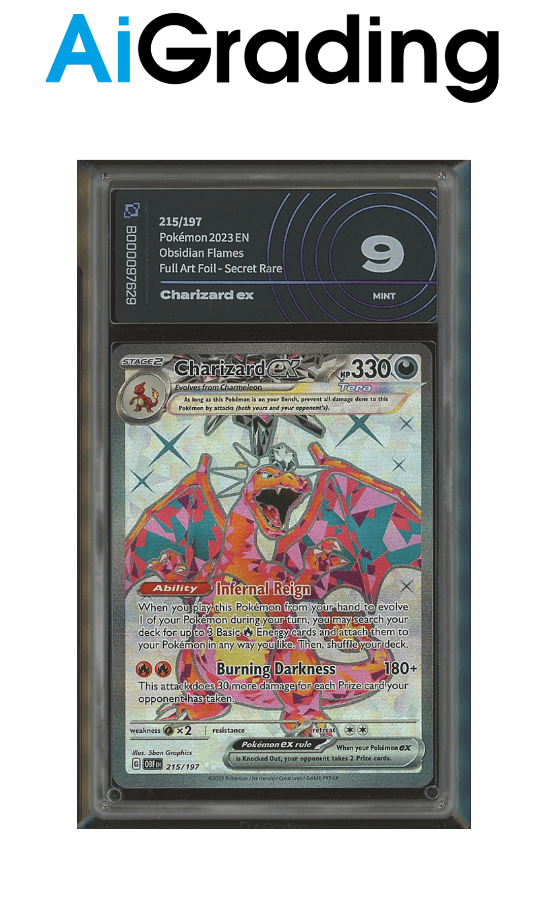 Charizard EX Obsidian Flames AiGrading Voto 9 - B000097629 -