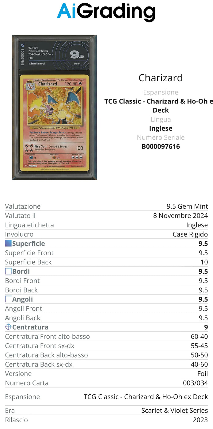 Charizard TCG Classic Gradata AiGrading Voto 9,5 - B000097616