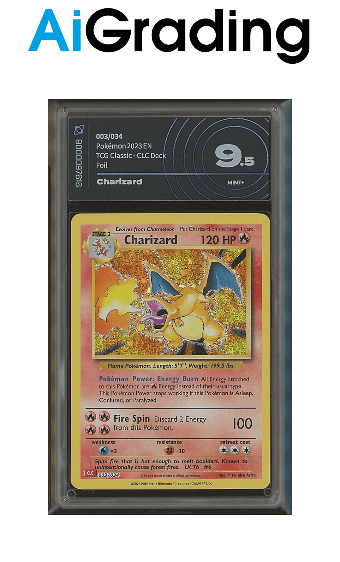 Charizard TCG Classic Gradata AiGrading Voto 9,5 - B000097616 -