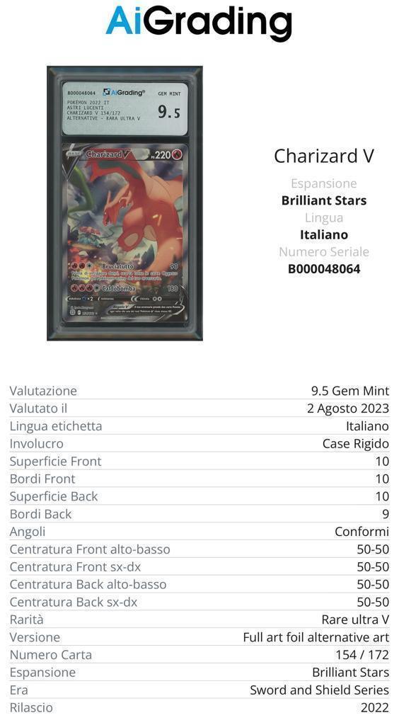 Charizard V Astri Lucenti  Full art foil alternative art BRS 154 Astri Lucenti