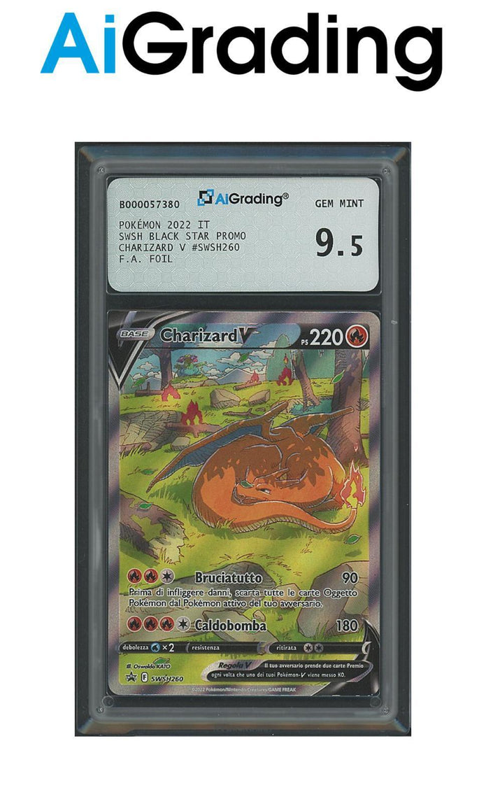 Charizard V Black Star Promo SWSH260 Full Art Foil Gradata 9,5