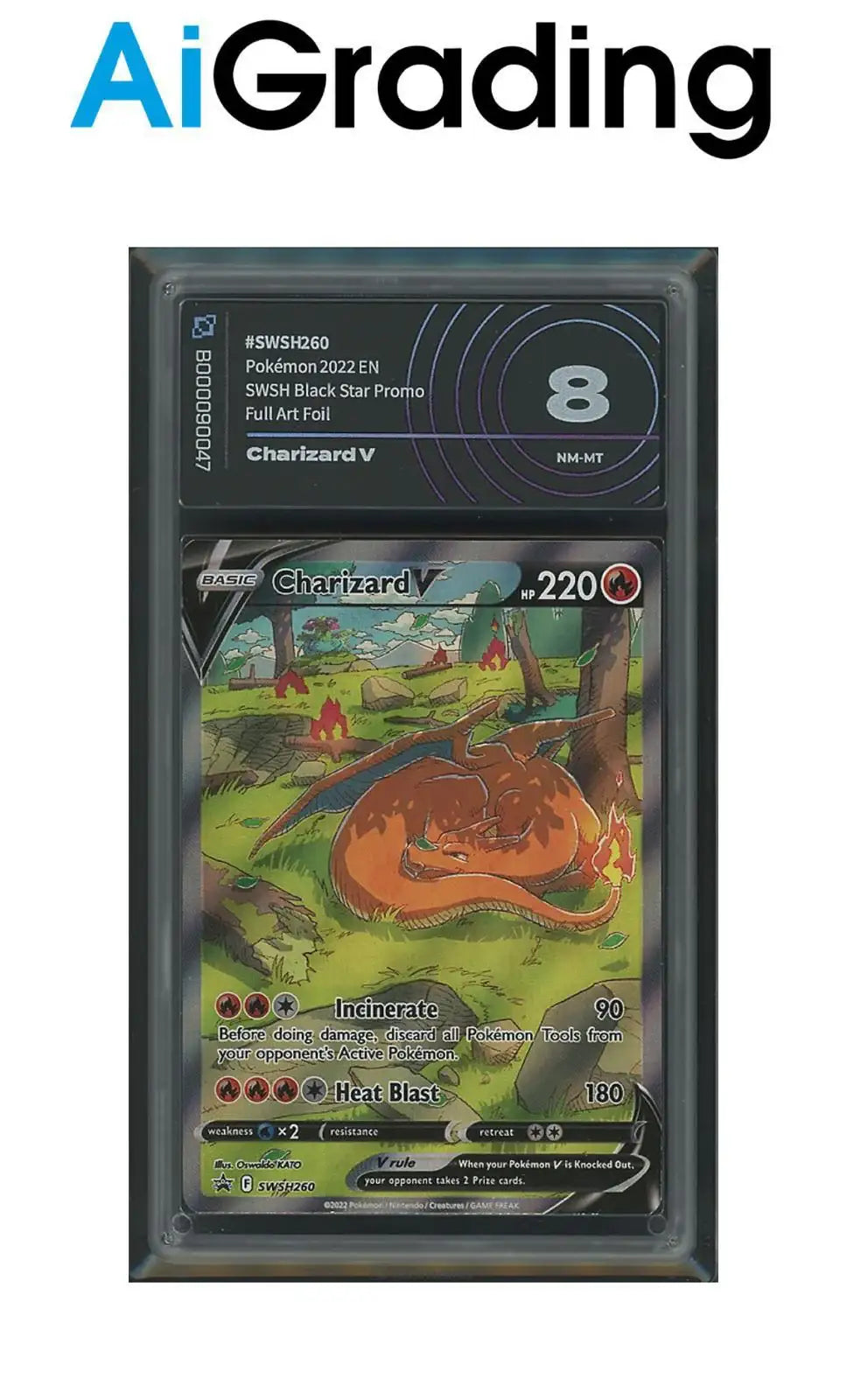 Charizard V Black Star Promo SWSH260 Gradata AiGrading Voto 8 - B000090047