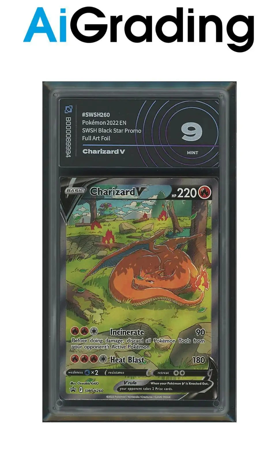 Charizard V Black Star Promo SWSH260 Gradata AiGrading Voto 9 - B000089994