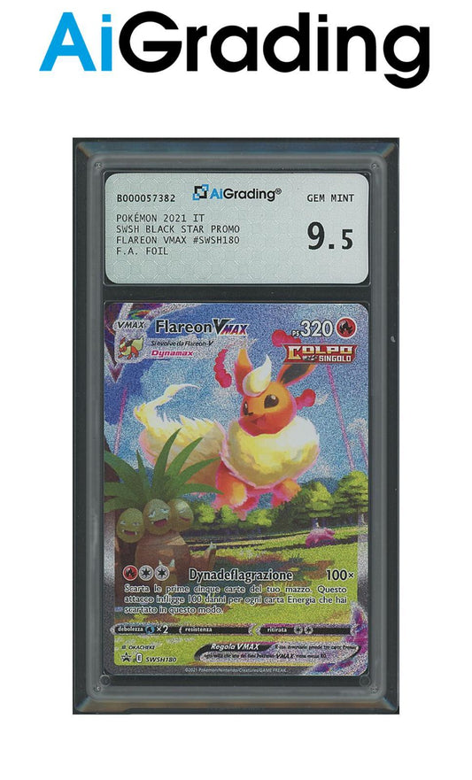 Flareon VMax Black Star Promo SWSH180 Full Art Foil Gradata 9,5 -