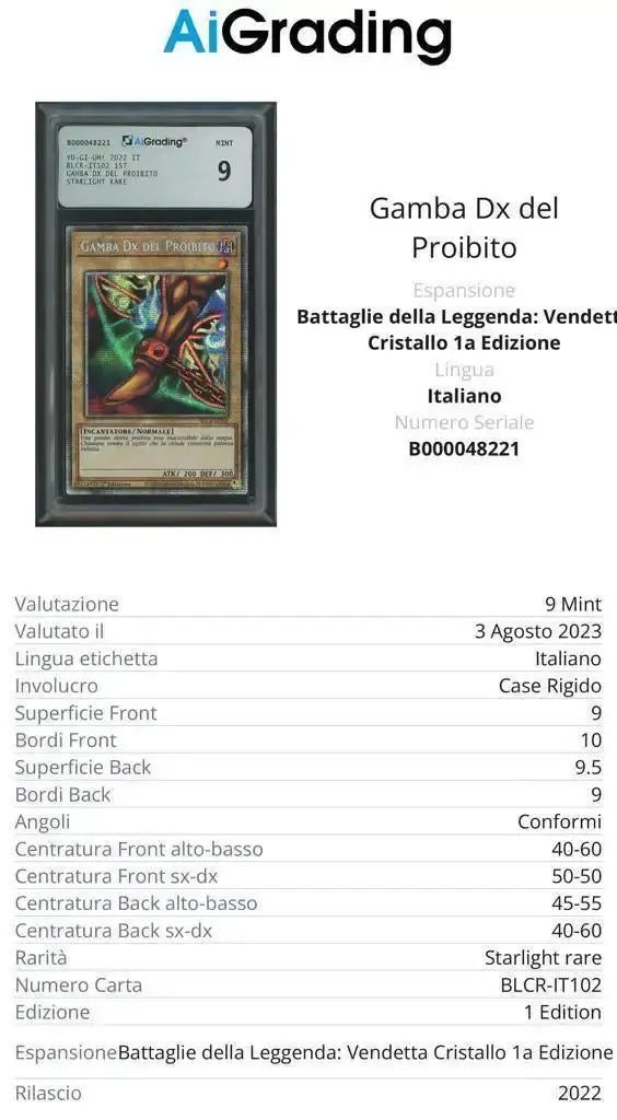 Gamba destra del proibito BLCR IT102 Starlight Rare Voto 9