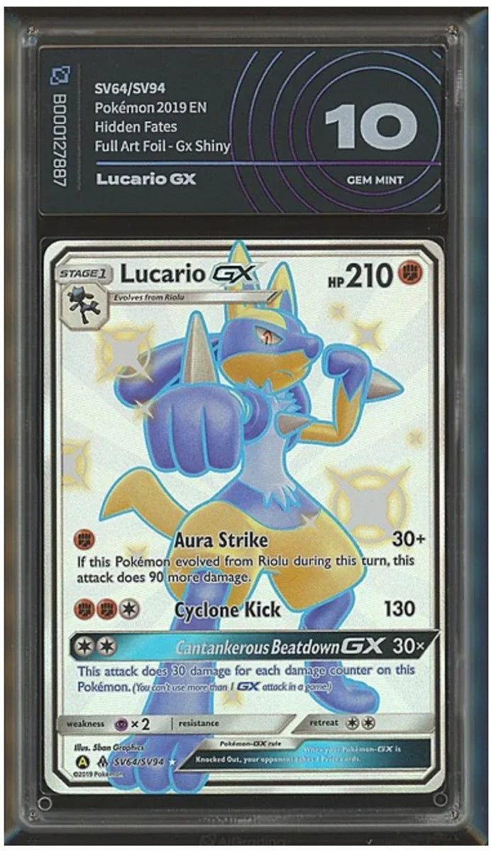 Lucario GX Hidden Fates AiGrading 10 - B000127887