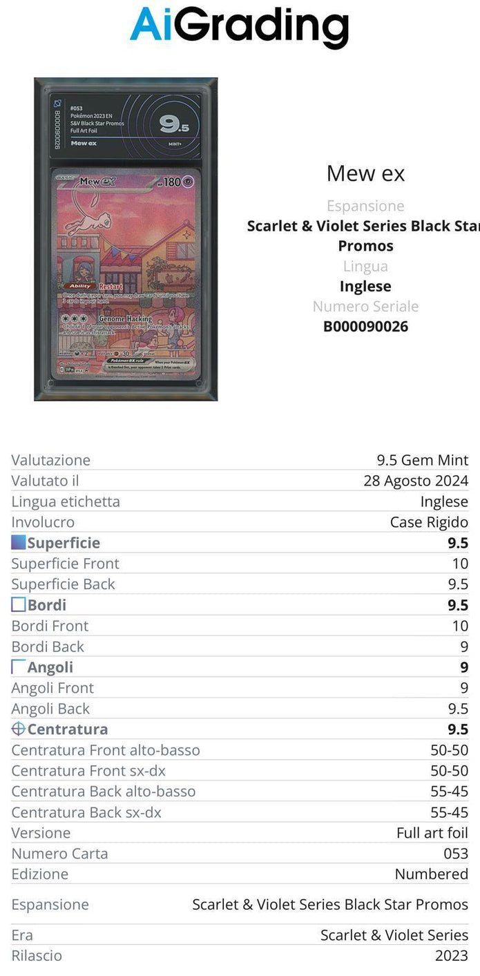 Mew Ex Black Star Promo 053 Gradata AiGrading Voto 9,5 - B000090026