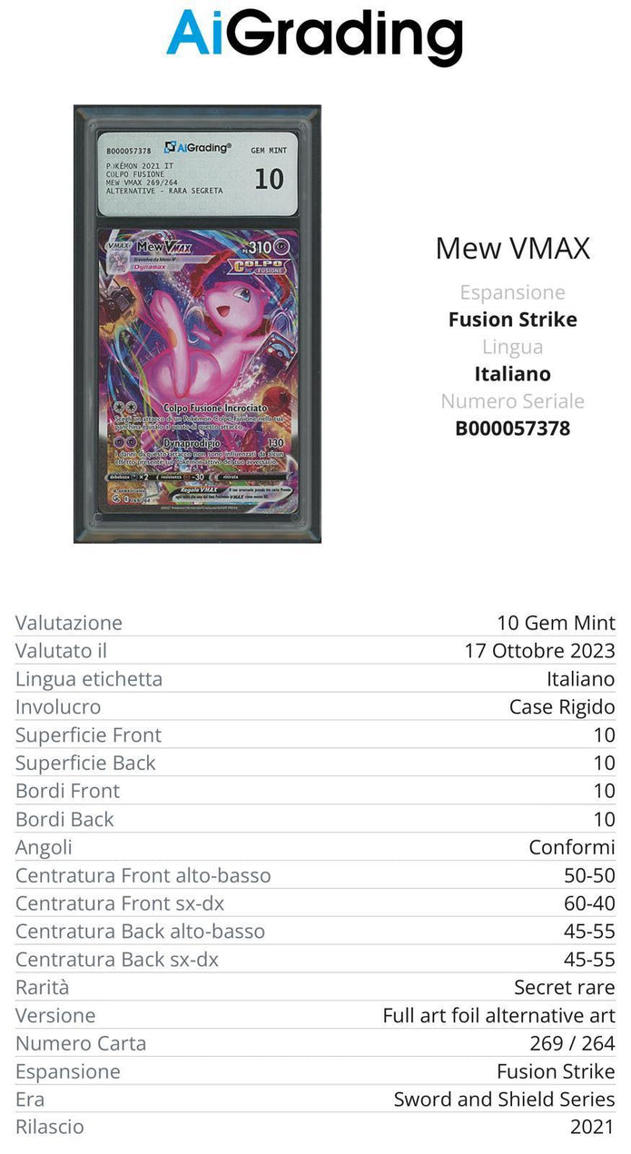 Mew Vmax Full art foil alternative art 269/264 Gradata 10
