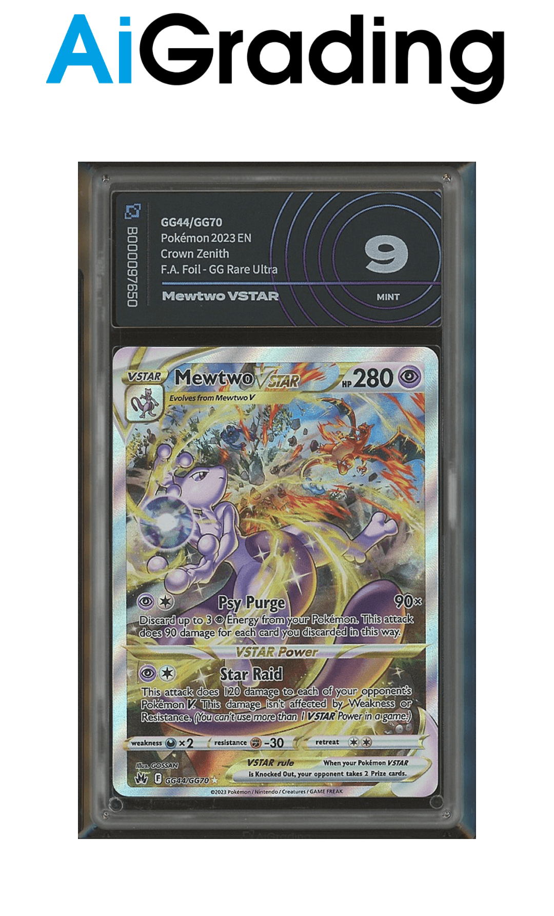 Mewtwo Vstar Crown Zenith AiGrading Voto 9 - B000097650 -