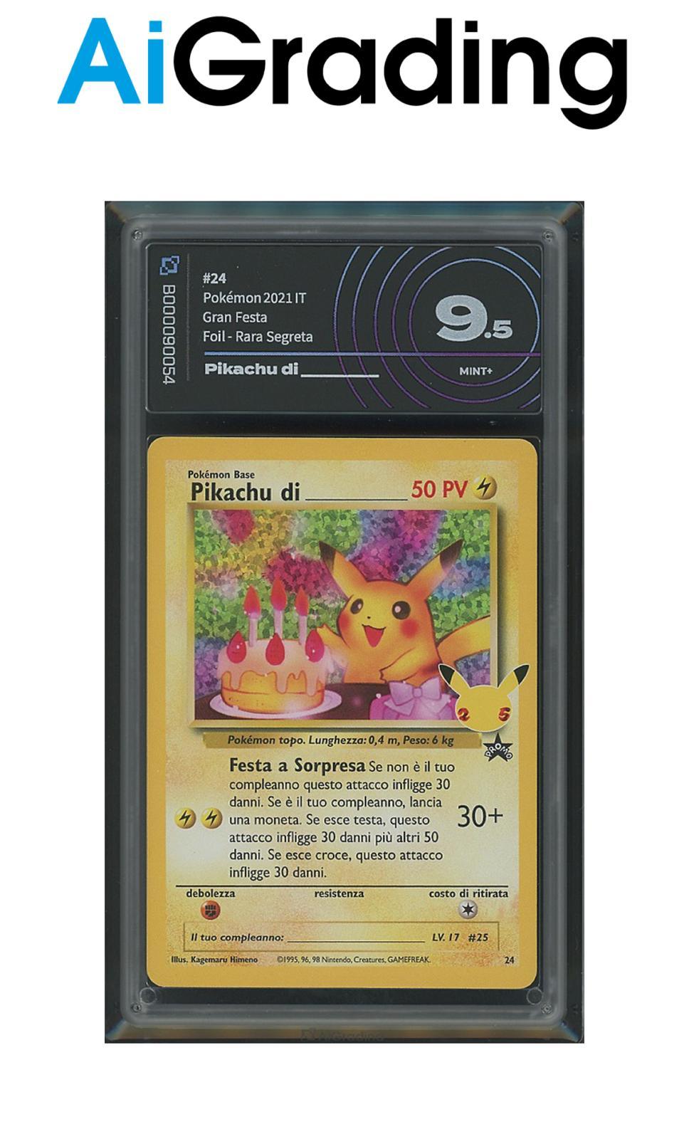 Pikachu di Compleanno Gran Festa 024 Gradata AiGrading Voto 9,5 - B000090054 -