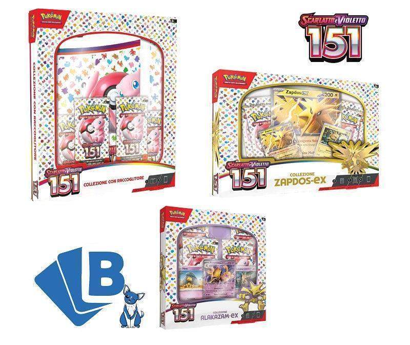 Pokemon 151 Bundle Collezioni Zapdos Alakazam e Raccoglitore Mew ITA