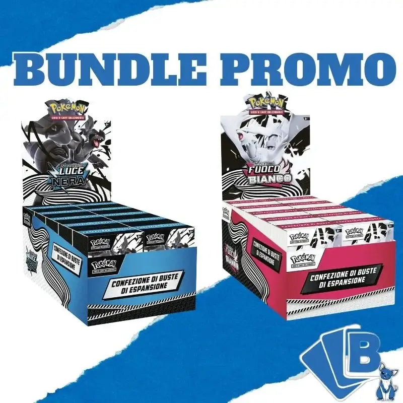 Pokemon Box Sigillato Bundle 6 Buste Luce Nera + Fuoco Bianco ITA