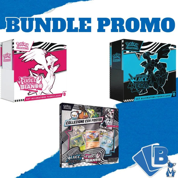 Pokemon Bundle Set Allenatore Fuoriclasse Fuoco Bianco Luce Nera e Poster