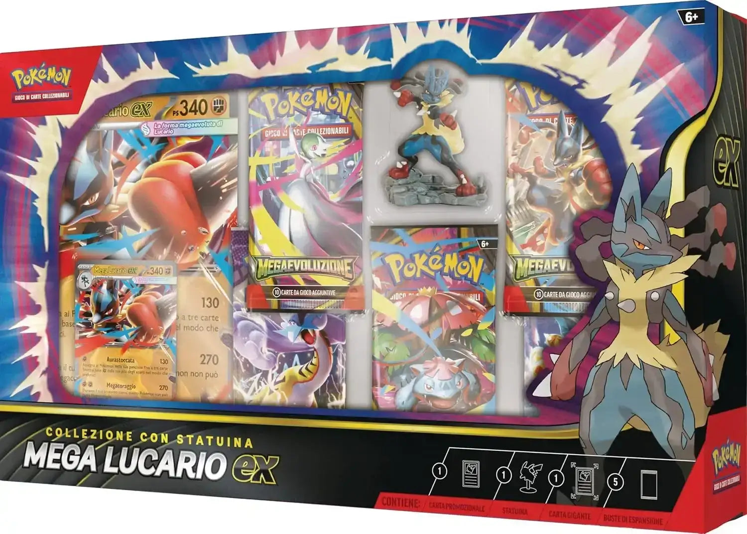 Pokemon Collezione con statuina Mega Lucario Ex ITA - Case 6 Pezzi