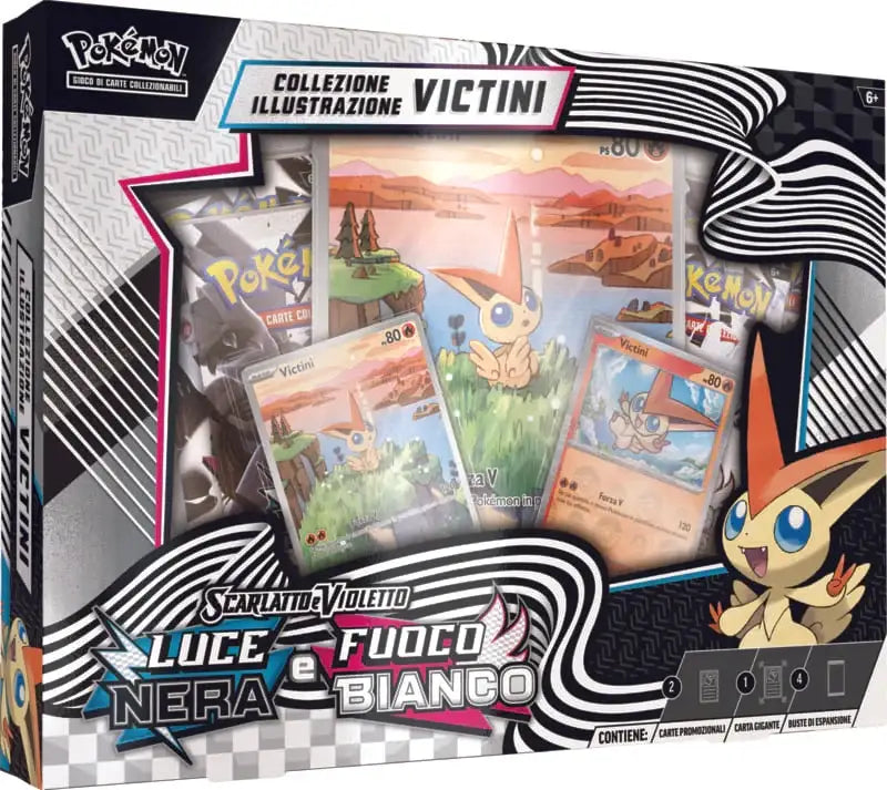 Pokemon Collezione Illustrazione Victini Luce Nera e Fuoco Bianco