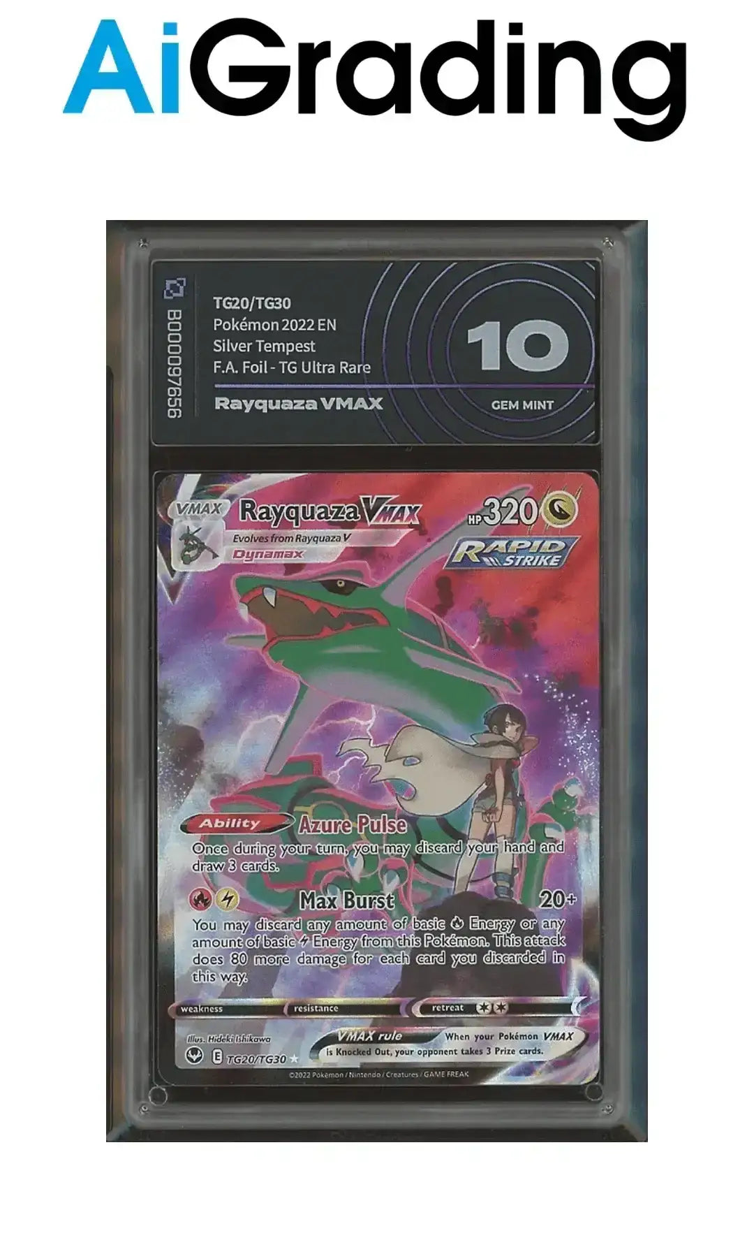 Rayquaza Vmax Silver Tempest AiGrading Voto 10 - B000097656