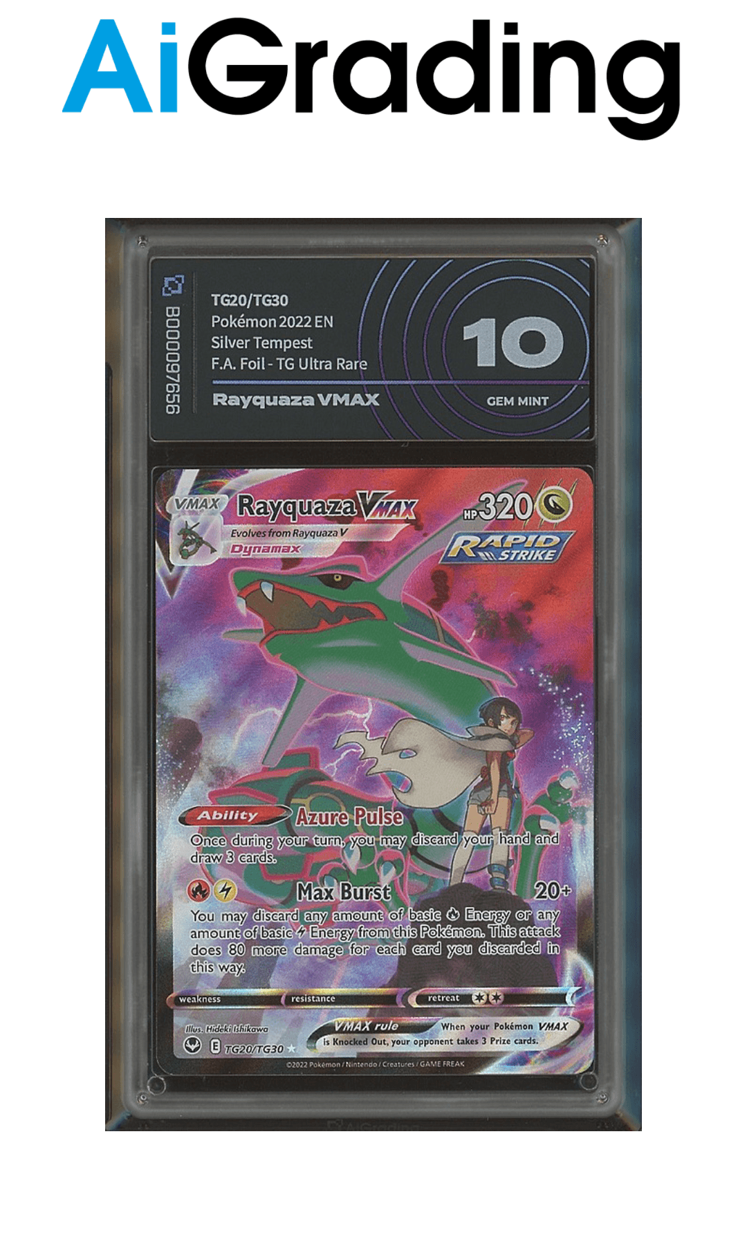 Rayquaza Vmax Silver Tempest AiGrading Voto 10 - B000097656 -