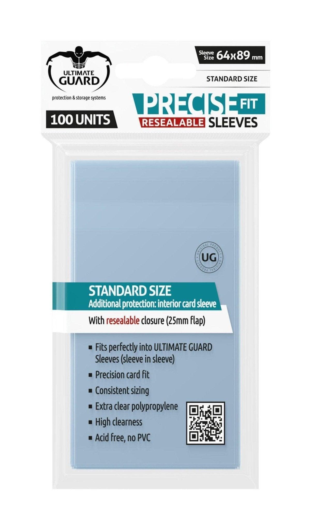 Ultimate Guard Precise-Fit Sleeves Resealable Standard Size Transparent (100) -