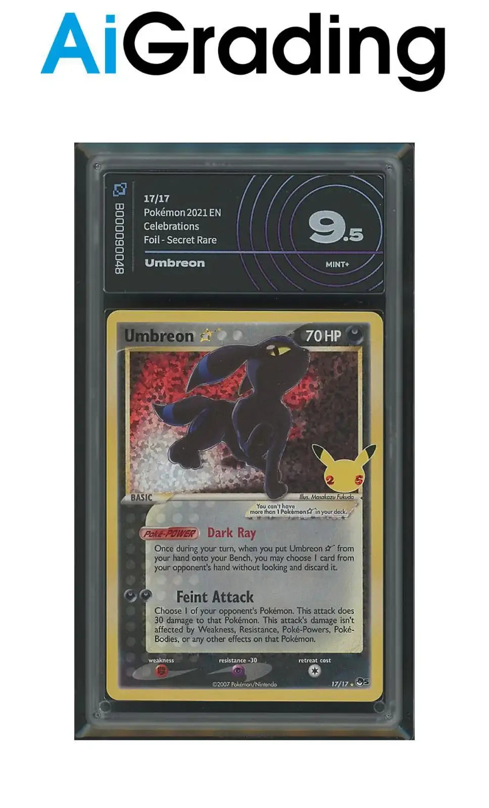 Umbreon Gold Star Celebrations 17/17 Gradata AiGrading Voto 9,5 - B000090048