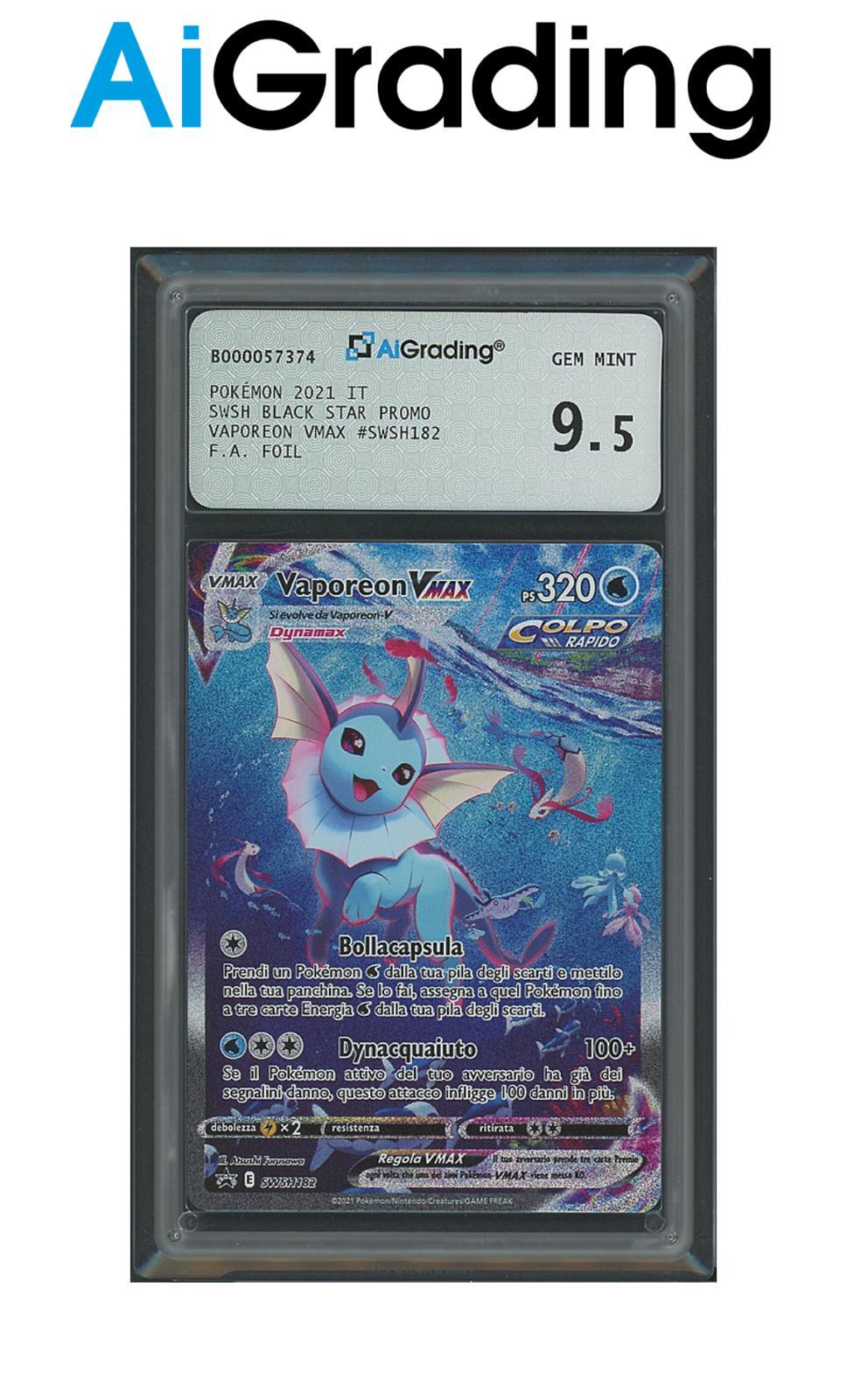 Vaporeon VMax Black Star Promo SWSH182 Full Art Foil Gradata 9,5 -